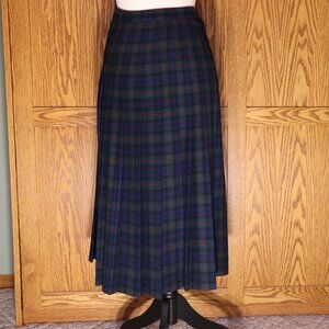 Pendleton 100% flannel wool argyle tartan midi skirt size 6 Petite pleated